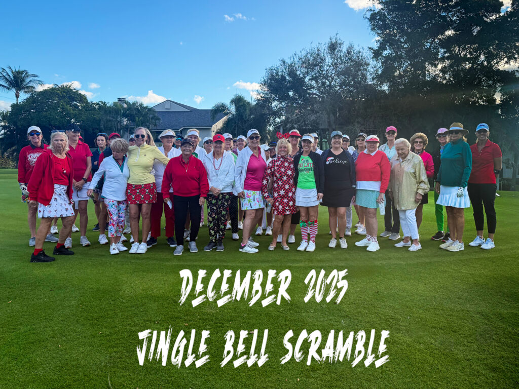 A picture of the Ladies League participants who played in the December 2025 Jingle Bell Scramble at Jupiter Dunes Golf Club