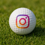 The instagram logo on a golf ball.